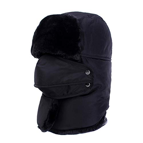 HIVER Tropper Hat Balaclavas Fleece with Thick Full Cover for Winter Dust Wind, Winter Special Multi Purpose Cap Trekking Ski Hat with Ear Flap and Ski Windproof Mask Black - Image 2
