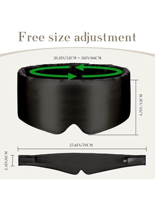 100% Silk Sleep Mask – Adjustable Eye Mask for Women & Men, Blackout for Travel, Rest & Office, Large Size (Black) - Image 2
