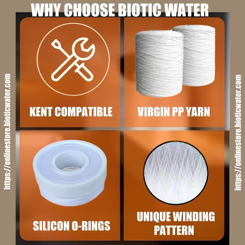 BIOTIC WATER خرطوشة فلتر مسبق BIOTIC WATER 10 بوصة خيوط POWP متوافقة مع خرطوشة فلتر Kent عبوة من 4 - Image 2