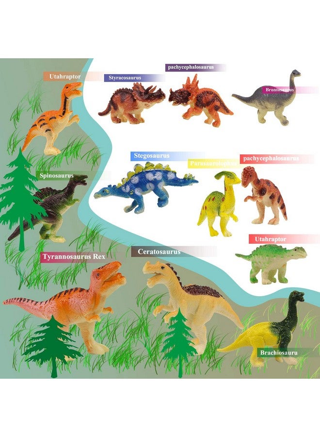 HAPTIME HAPTIME Plastic Assorted Mini Dinosaur Figures, Little Dinosaur Figurine, Small Dino Toy 1.5 inch - 3 inch, Great for Dino Cake Topper, Easter Eggs Filler, Pack of 12  - Image 3