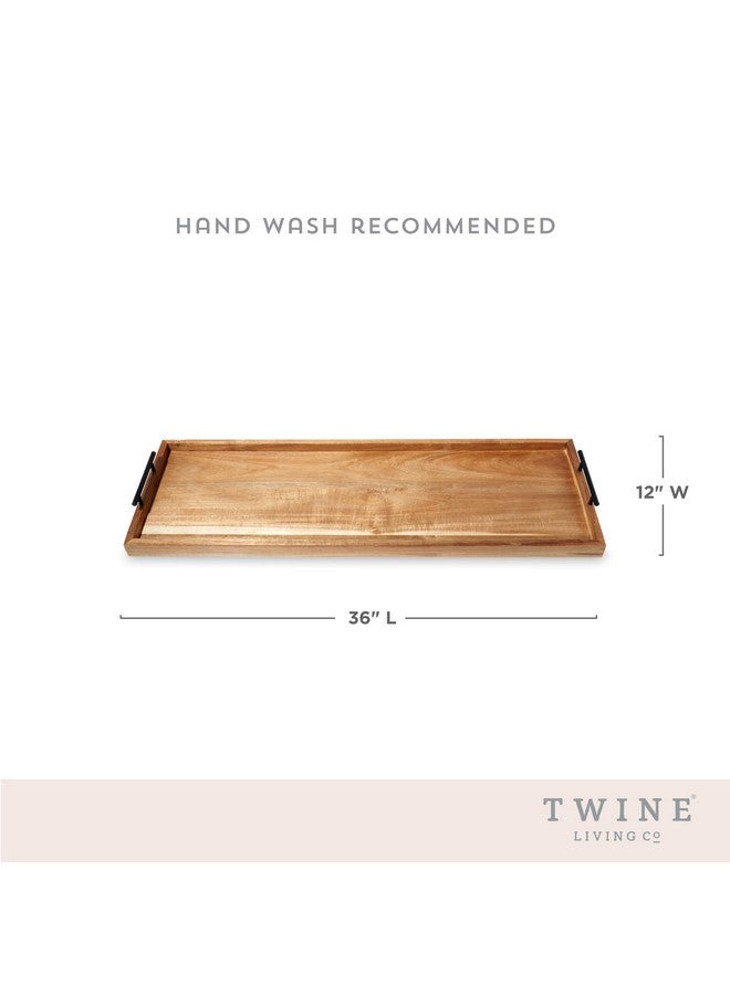 Twine Twine Modern Manor Longboard Platter with Handles, Rectangular Cheese Board and Home Decor Tray, Dining Table Accessories Acacia Wood Set of 1  - Image 3