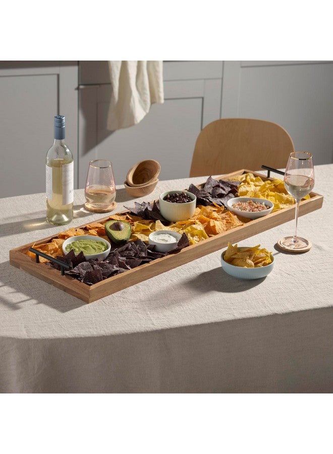 Twine Twine Modern Manor Longboard Platter with Handles, Rectangular Cheese Board and Home Decor Tray, Dining Table Accessories Acacia Wood Set of 1  - Image 5