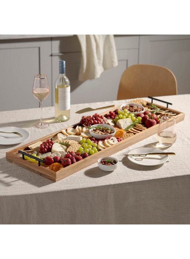 Twine Twine Modern Manor Longboard Platter with Handles, Rectangular Cheese Board and Home Decor Tray, Dining Table Accessories Acacia Wood Set of 1  - Image 4