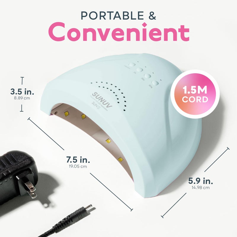 SUNUV مجفف أظافر SUNUV، ضوء UV لطلاء الأظافر الجل، مصباح UV LED احترافي مع 3 إعدادات مؤقت، أدوات فنية، مستشعر تلقائي SUNone أزرق - Image 5