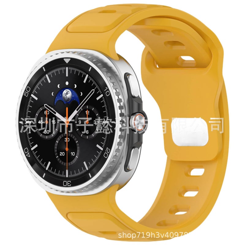 سوار ساعة ذكية باللون ذهبي قابل للتعديل رياضي من السيليكون متوافق مع Samsung Galaxy Watch 8 Classic بملاءمة قابلة للتعديل وحزام ناعم للاستبدال اليومي - Image 1