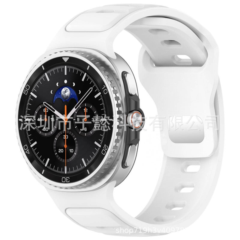 سوار ساعة ذكية باللون ذهبي قابل للتعديل رياضي من السيليكون متوافق مع Samsung Galaxy Watch 8 Classic بملاءمة قابلة للتعديل وحزام ناعم للاستبدال اليومي - Image 5