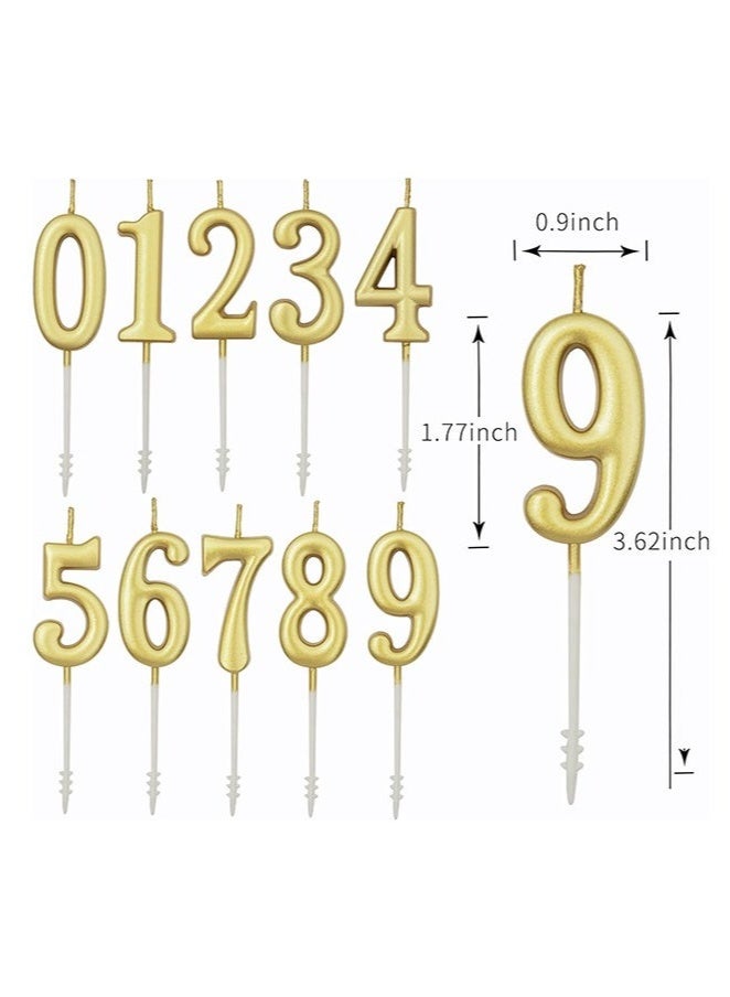 10 Pcs Numeral Birthday Candles Set, Glitter Cake Candles, Cupcake Candles for Birthday Wedding & Lucky Party Cake Decorations (Golden)  - Image 2