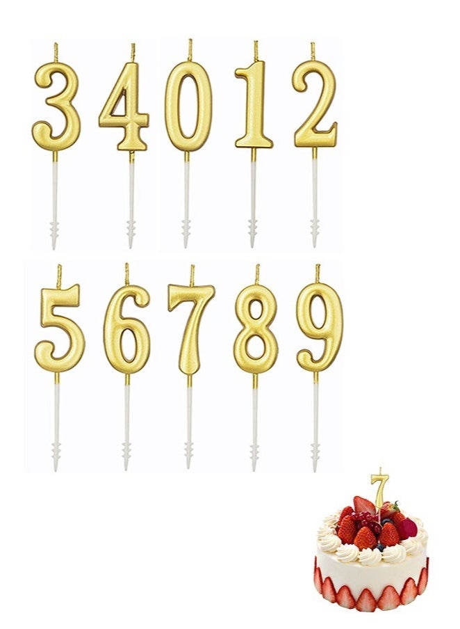 10 Pcs Numeral Birthday Candles Set, Glitter Cake Candles, Cupcake Candles for Birthday Wedding & Lucky Party Cake Decorations (Golden)  - Image 1