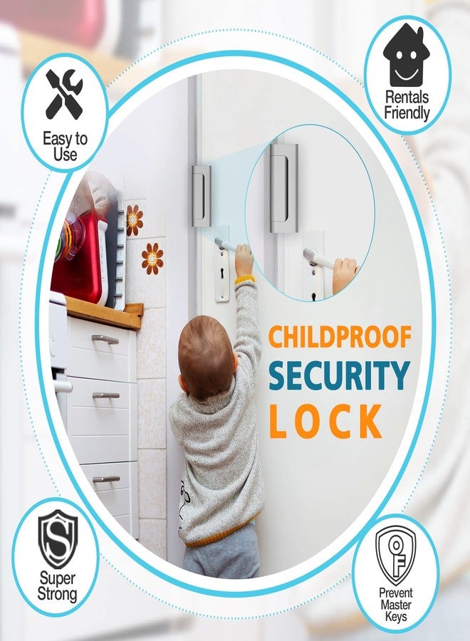 WINONLY Home Security Door Reinforcement Lock - 3 Pack Metal Door Locks for Kids Safety Top Front Door Child Proof Safety Lock Extra High Security Door Locks Latch Withstand 800lbs for Inside Swing Door Chain - Image 4
