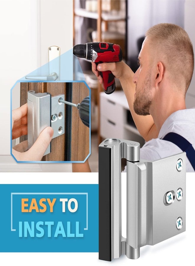 WINONLY Home Security Door Reinforcement Lock - 3 Pack Metal Door Locks for Kids Safety Top Front Door Child Proof Safety Lock Extra High Security Door Locks Latch Withstand 800lbs for Inside Swing Door Chain - Image 5
