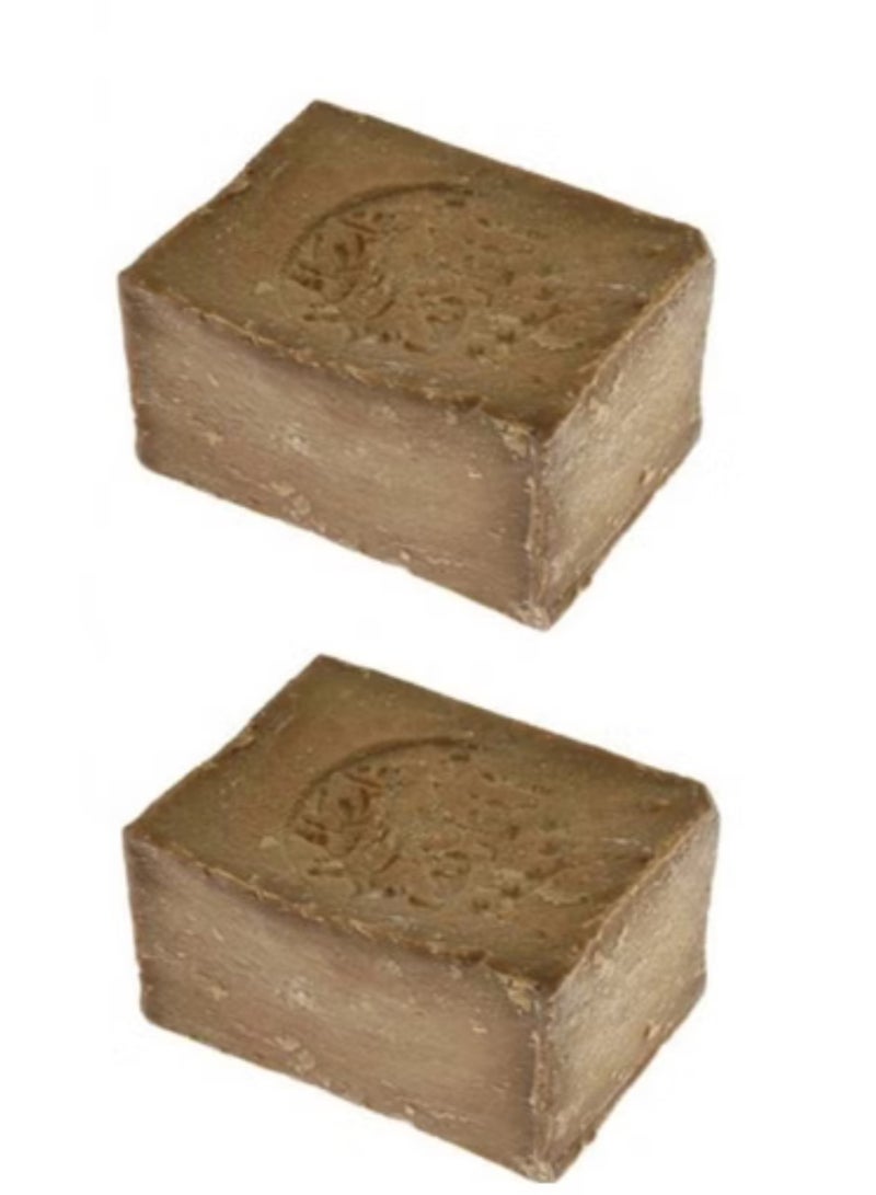 يامي بايو شوب صابون حلب الطبيعي مصنوع من زيت الزيتون البكر الممتاز وزيت الغار بنسبة 15% - قابل للتحلل الحيوي - لا يسبب الحساسية وحساس - 200 جرام متعدد الألوان - 2 قطعة