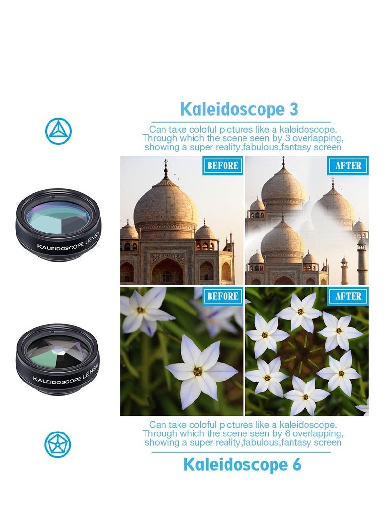 Generic - 10 in 1 Phone camera Lens Kit Fisheye Wide Angle macro CPL Filter Kaleidoscope and 2X telescope for smartphone - Image 1