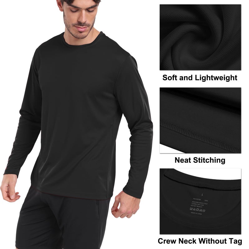 HovSiyla Long Sleeve Shirts for Men Moisture Wicking Mens Tee Shirts Workout Sun Protection T Shirt for Running 5 Black L - Image 4