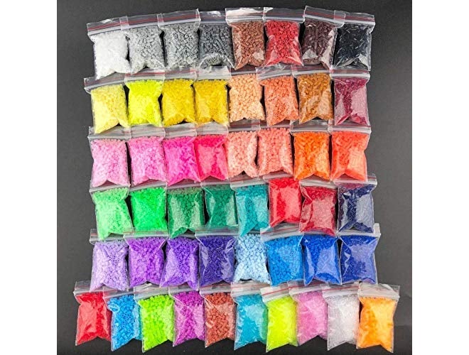 Jos Fuse beads /Ironing Beads 5mm (5000 Midi Beads +1 Pegboard * Patterns Shipped Random* 50 Colors/Bags - 100 Beads per Bag Packed Individually for Kids/Adults Creative Intelligence Montessori Educational Toys. - Image 1