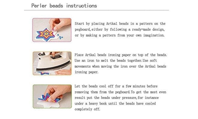 Jos Fuse beads /Ironing Beads 5mm (5000 Midi Beads +1 Pegboard * Patterns Shipped Random* 50 Colors/Bags - 100 Beads per Bag Packed Individually for Kids/Adults Creative Intelligence Montessori Educational Toys. - Image 4