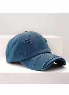 KASTWAVE Blue Vintage Distressed Hat Washed Baseball Cap Adjustable Cotton Dad Hat for Men Women  - Image 1