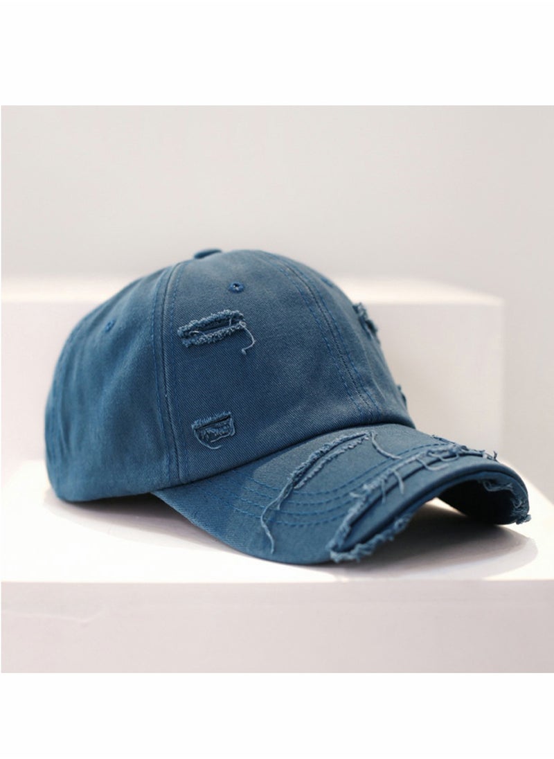 KASTWAVE Blue Vintage Distressed Hat Washed Baseball Cap Adjustable Cotton Dad Hat for Men Women  - Image 1