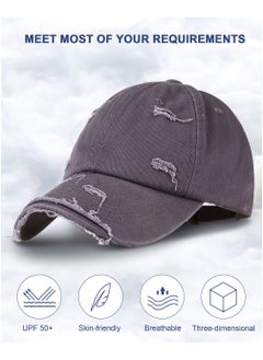 KASTWAVE Blue Vintage Distressed Hat Washed Baseball Cap Adjustable Cotton Dad Hat for Men Women  - Image 4