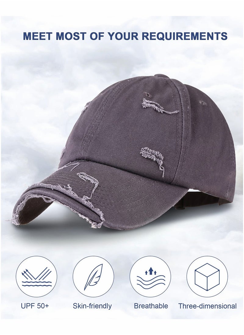 KASTWAVE Blue Vintage Distressed Hat Washed Baseball Cap Adjustable Cotton Dad Hat for Men Women  - Image 4
