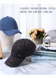 KASTWAVE Blue Vintage Distressed Hat Washed Baseball Cap Adjustable Cotton Dad Hat for Men Women  - Image 5