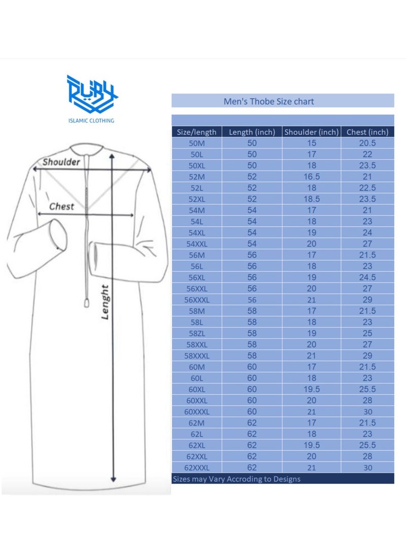 RUBY ISLAMIC CLOTHING Traditional Emirati Navy Thobe with Tassel and Intricate Embroidery kandora  jubba for men - Image 5