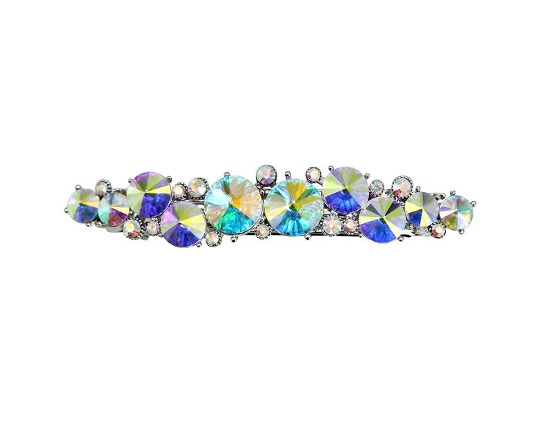 Faship Faship AB Premium Rhinestone Crystal Floral Small Hair Barrette Clip