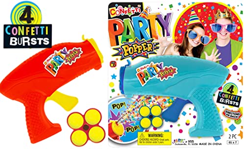 Ja-Ru Confetti Party Poppers Gun Party Supplies 1 Gun 4 Shots Plus Sticker Reusable Multicolor Metallic Confetti Poppers Gun Confetti Gun Party Favors Kids Adults Birthday Parties Crazy Hour Fun 9551s - Image 5