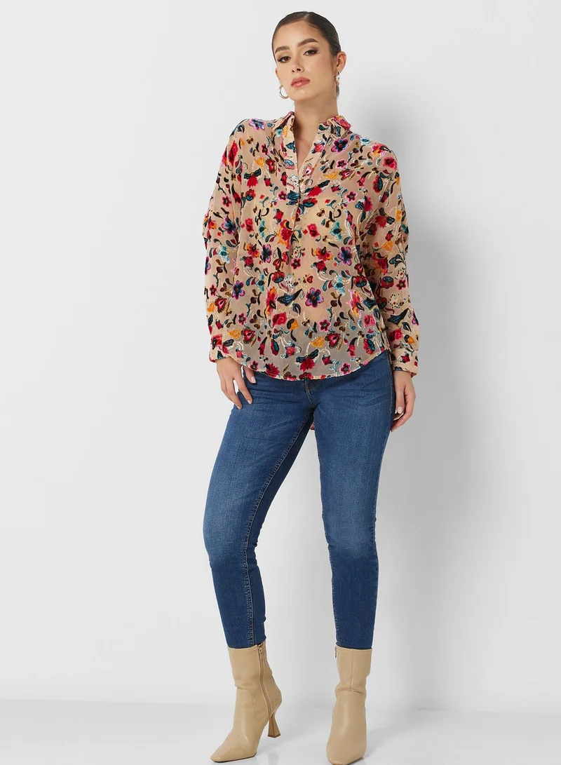French Connection Button Down Floral Shirt