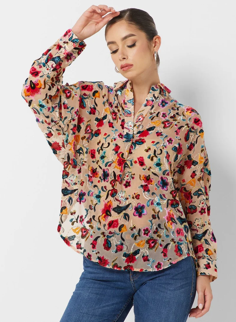 French Connection Button Down Floral Shirt