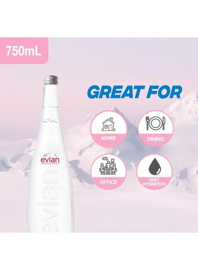 Evian Natural Mineral Water Glass 750ML Pack of 12 - Image 4
