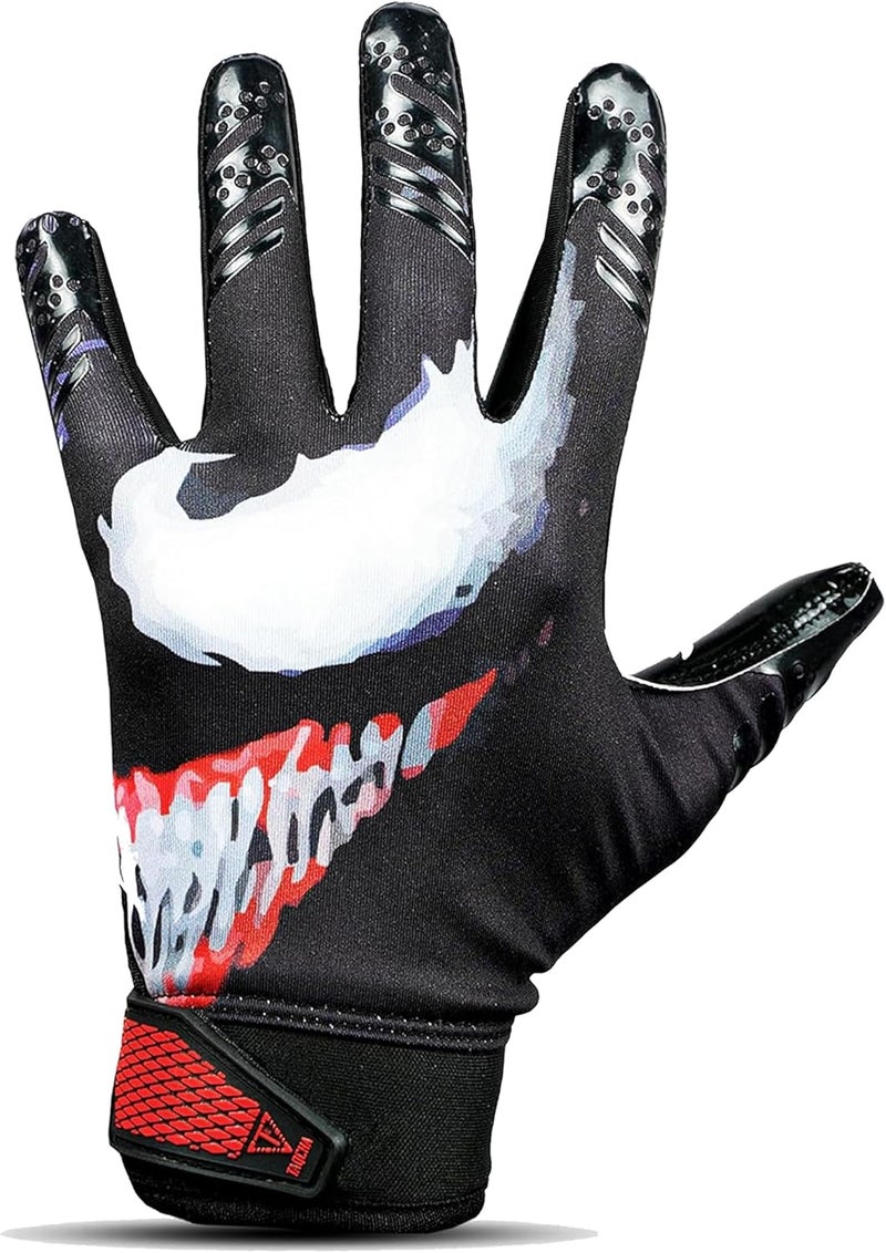TAQCHA Villain Football Receiver Gloves – Elite Stick Grip Football Gloves for Adults & Youth – Ultra Sticky, Breathable, Durable Gloves for Wide Receivers, Pro Performance Game Gloves - Image 5