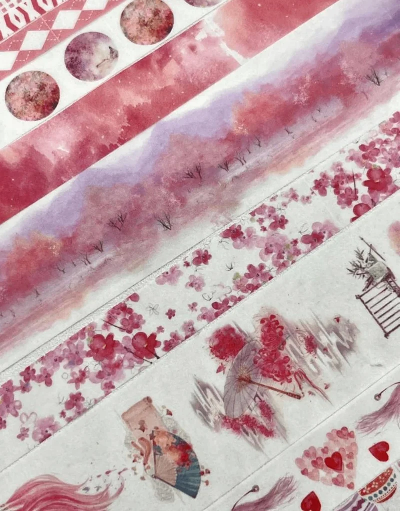 Kağıt Gemi Dükkan Paper Ship Shop Masking Tape Cherry Blossom Themed 10-Piece Pink Box Washi Tape Set Washi Tape Bullet Journal