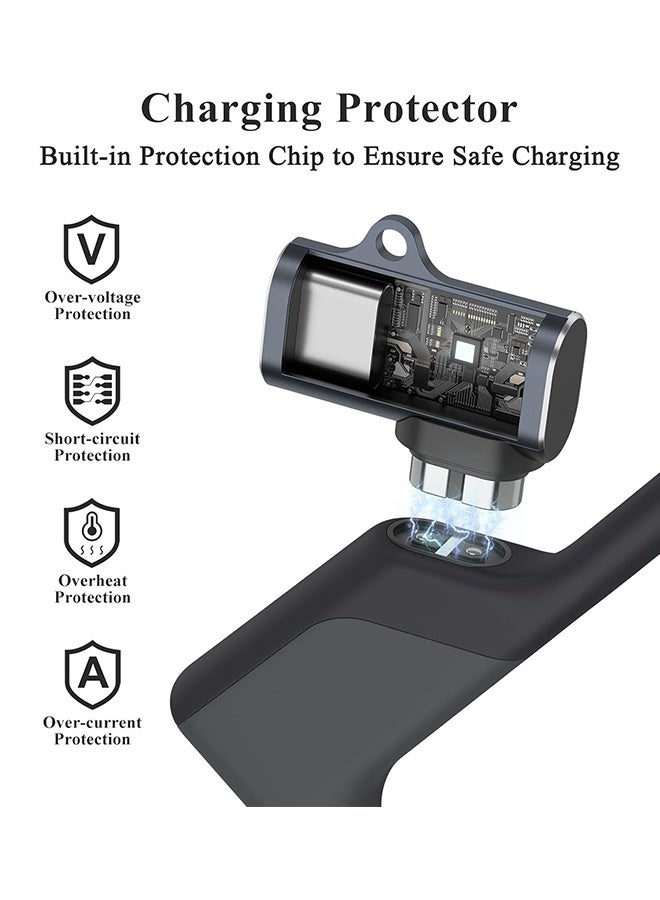 دبليو أف أف أو محول شاحن مغناطيسي USB C مزدوج - محول شحن سماعات الرأس - محول كابل شحن Type C متوافق مع Shokz Aeropex، OpenRun، OpenRun Pro، OpenRun Mini، OpenRun Air، OpenComm 2/UC - مع حبل تعليق - Image 2