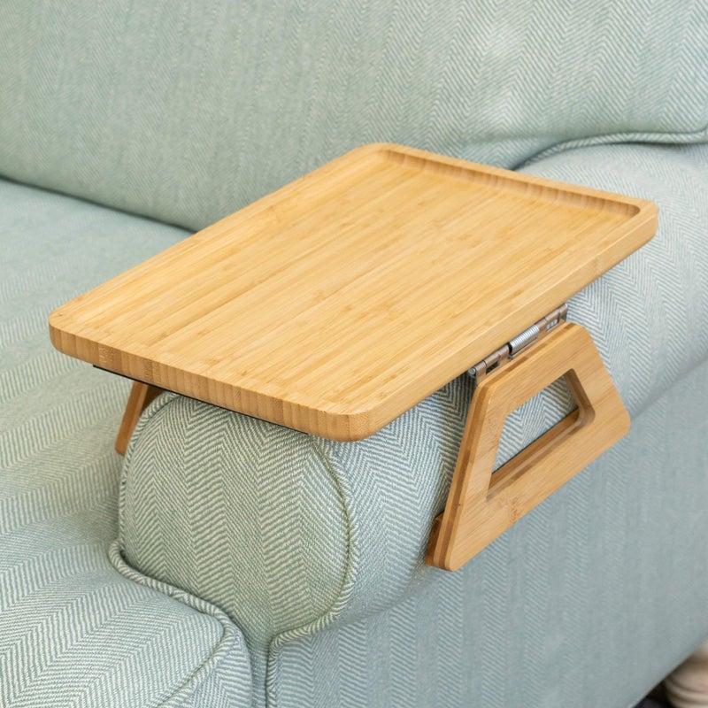 Shamrock Home Shamrock Home Bamboo Trayble Couch Arm Table Clip On Tray Sofa Table for Couches Sofa Arm Tray for TV Dinners Remotes Drinks Snacks and Small Spaces  1375 x 95inch Beige 