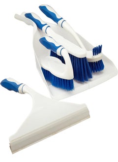 Cleaning set (3 different types of brush + dustpan + mop) - 5 pieces - Color may vary.