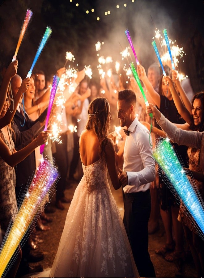 SHQDD 28 PCS Glow Fiber Wands Sticks, LED Light Wands, Glow in The Dark Party Supplies, Fiber Optic Wands, LED Flashing Sticks, Fiber Optic Light Wand Stick for Party, Wedding, Halloween & New Year - Image 4