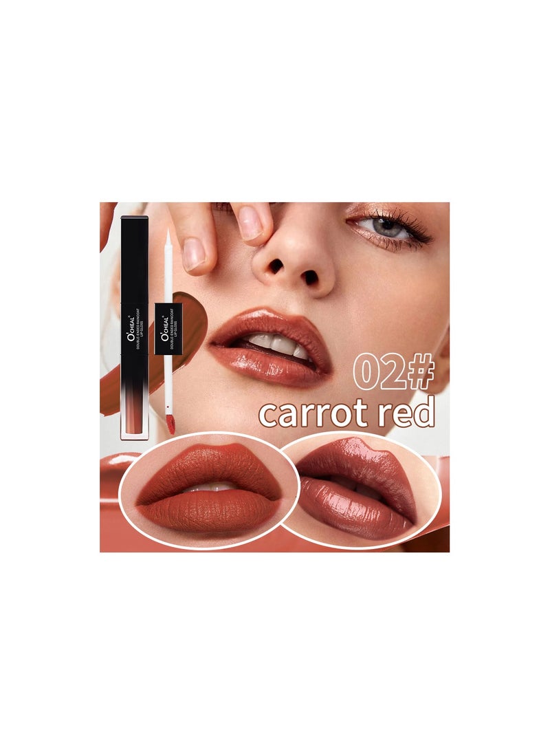 Me Now Dual Ended Longwearing Matte Liquid Lipgloss 02 Carrot Red  - Image 2