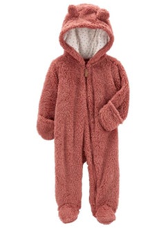 carter's Carter's 0-9 Months Hooded Sherpa Bunting Pram (Dark Pink, 9 Months)  - Image 3