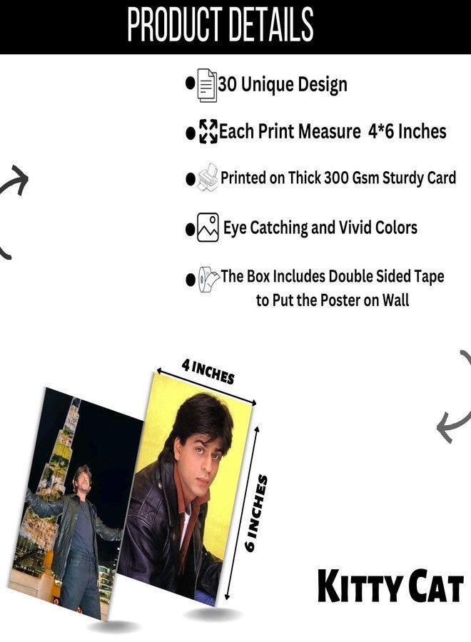 Kitty Cat® Shah Rukh Khan Photo Aesthetic Wall Collage Kit || 30 Unique Poster Set + Free Tape, 4x6in Each, Posters: Dorm, Hostel Essential, Aesthetic Room Decor (Shah Rukh Khan) - Image 2