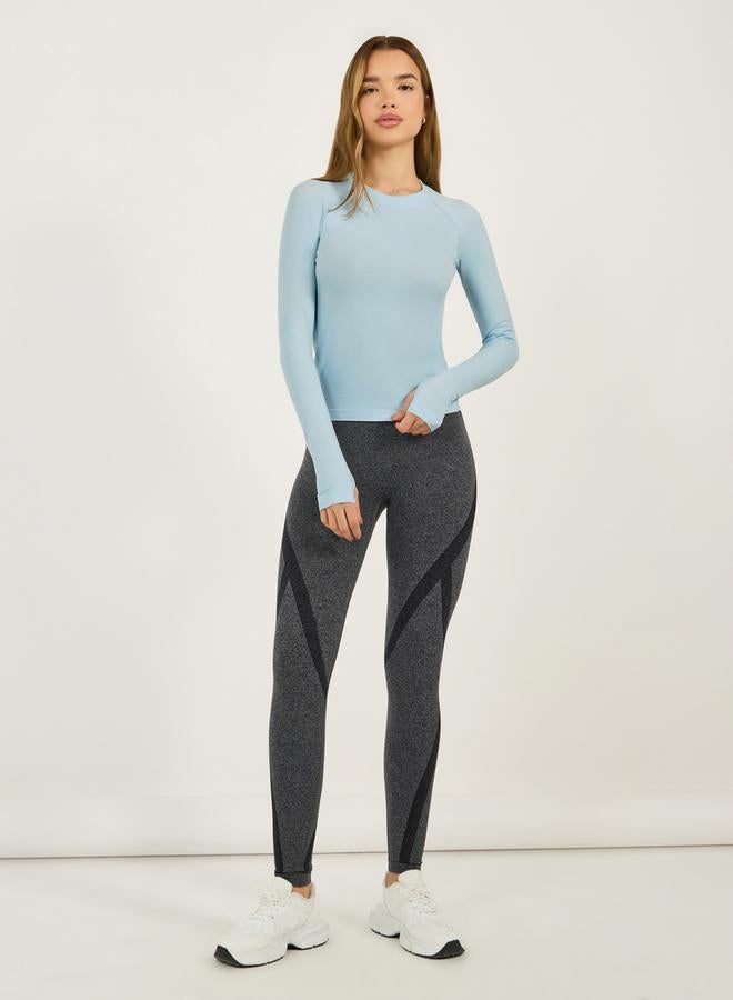 Styli Seamless Thumbhole Detail Long Sleeves Top  - Image 2