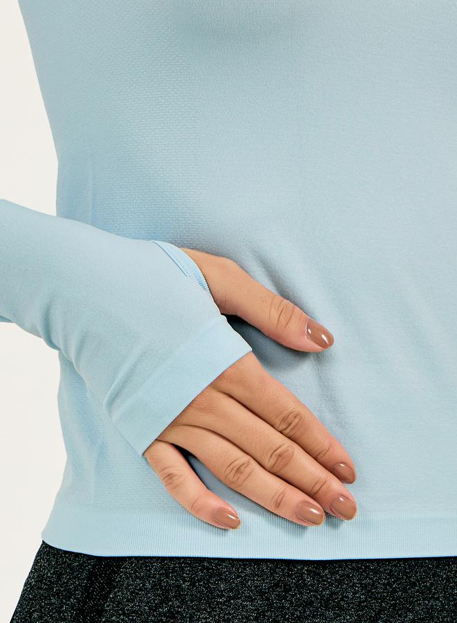 Styli Seamless Thumbhole Detail Long Sleeves Top  - Image 3