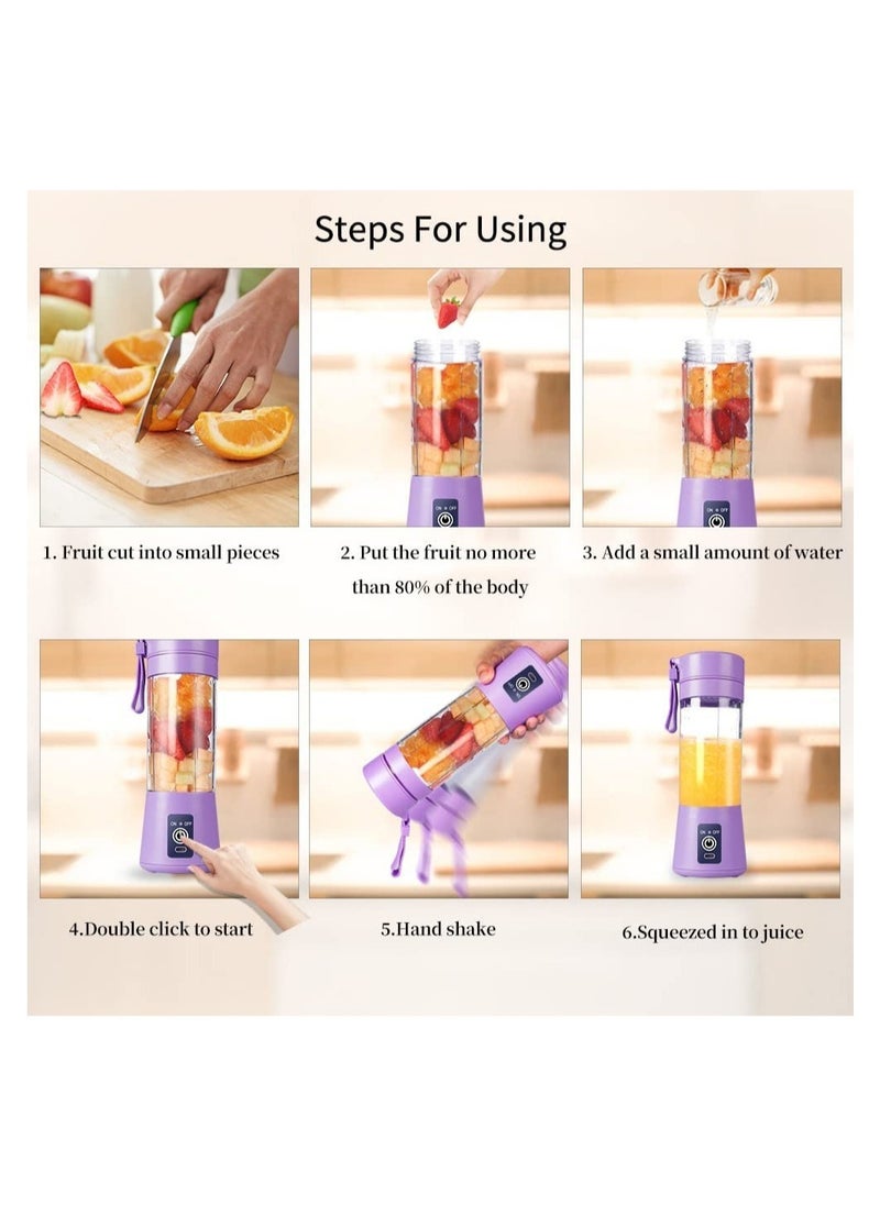 ELTRAZONE - Portable Blender Cup,Electric USB Juicer Blender,Mini Blender Portable Blender For Shakes and Smoothies, Juice,380ml, Six Blades Great for Mixing - Image 1