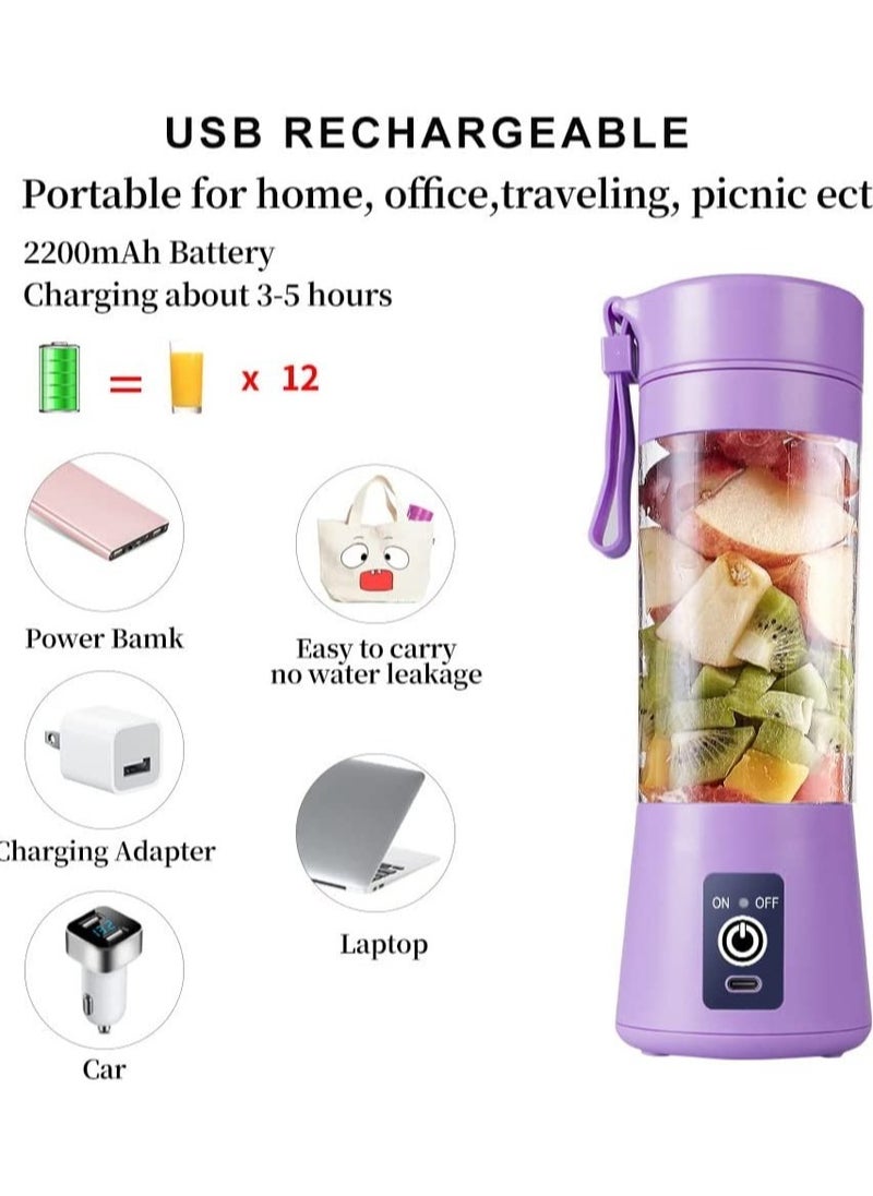 ELTRAZONE - Portable Blender Cup,Electric USB Juicer Blender,Mini Blender Portable Blender For Shakes and Smoothies, Juice,380ml, Six Blades Great for Mixing - Image 1
