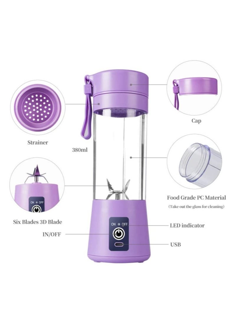 ELTRAZONE - Portable Blender Cup,Electric USB Juicer Blender,Mini Blender Portable Blender For Shakes and Smoothies, Juice,380ml, Six Blades Great for Mixing - Image 1