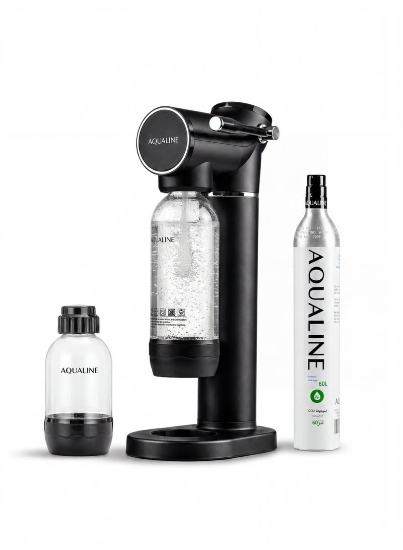 AQUALINE ESSENCE Sparkling Water Maker | Soda Maker | Starter Kit | 1× CO₂ Cylinder | Black - Image 1