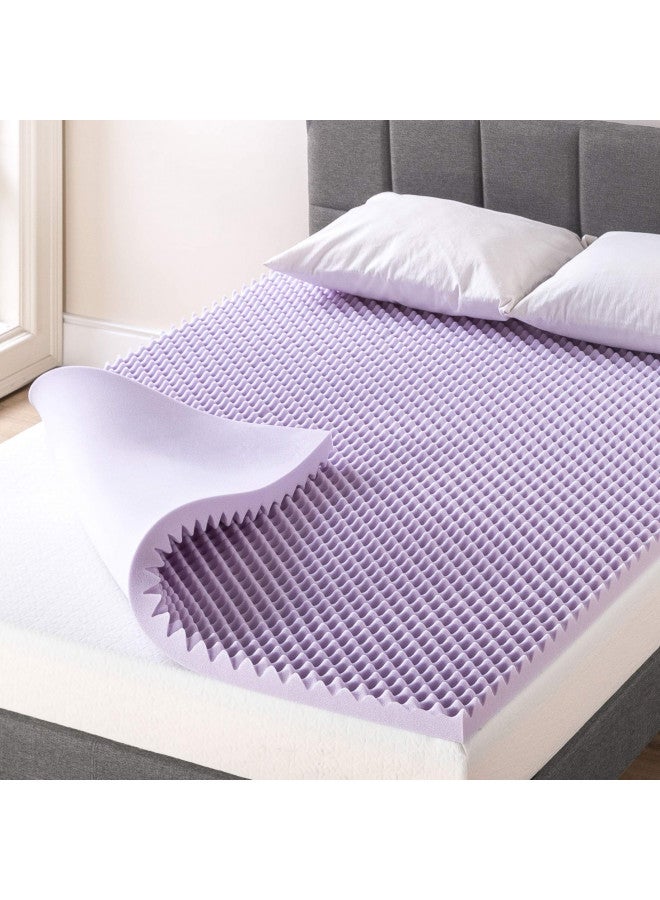 Best Price Mattress Best Price Mattress 2 Inch Egg Crate Memory Foam Mattress Topper with Soothing Lavender Infusion, CertiPUR-US Certified, Twin  - Image 1