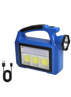 Generic Solar Satchel Lamp Multi-functional Waterproof Power Bank Outdoor Searchlight Camping Style Bright Flashlight-Color:【2209-3】blue Model-solar Charging  - Image 1