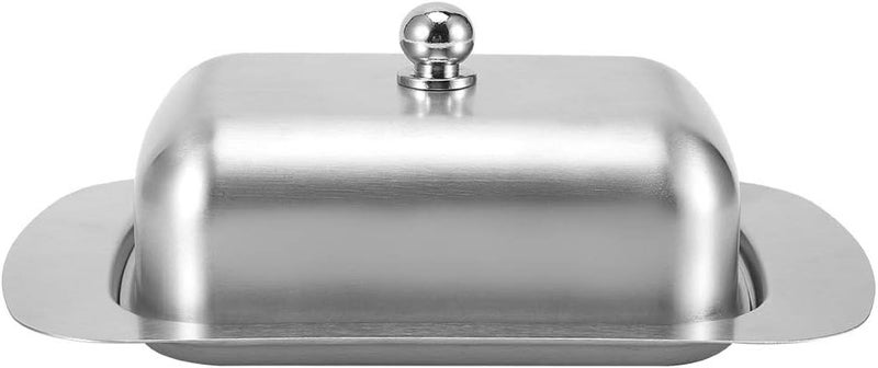 Stainless Steel Butter Dish with Lid and Handle, Double Insulated Butter Keeper for Table or Fridge, Food Grade Cheese Bread Container, Silver Kitchen Accessories - Image 1