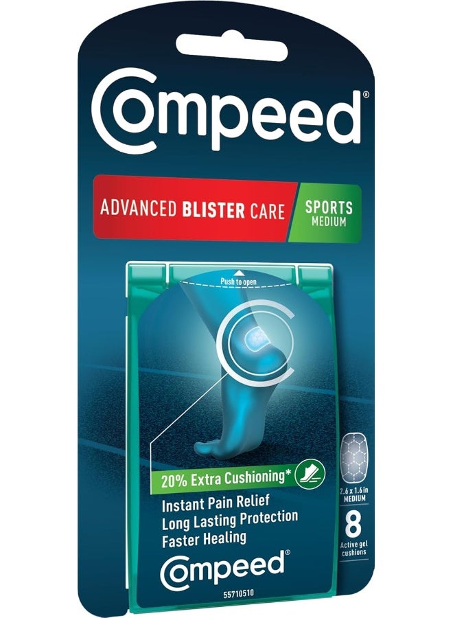 Compeed Advanced Blister Care 8 Count Sports Medium (2 Packs), Hydrocolloid Bandages, Heel Blister Patches, Blister on Foot, Blister Prevention & Treatment Help, Waterproof Cushions - Image 2