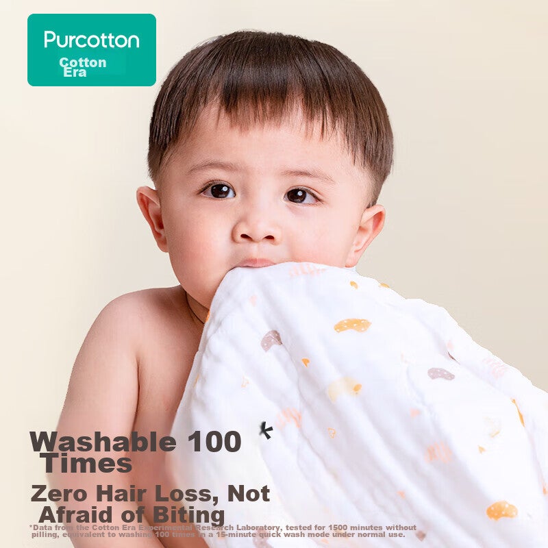 JD Jing Zao PurCotton Baby Bath Towel, Newborn 6-Layer Washable Gauze Bath Towel, Pure Cotton Baby Towel, Lion Airplane Blue, 9595cm - Image 5